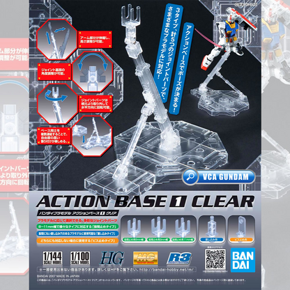 Action Base 001 Clear – Universal Display Stand for 1/144 & 1/100 Gunpla